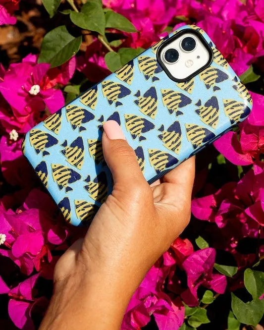 Hot Deal Something's Fishy | Navy Blue & Yellow Fish Print Case  Almost Gone!