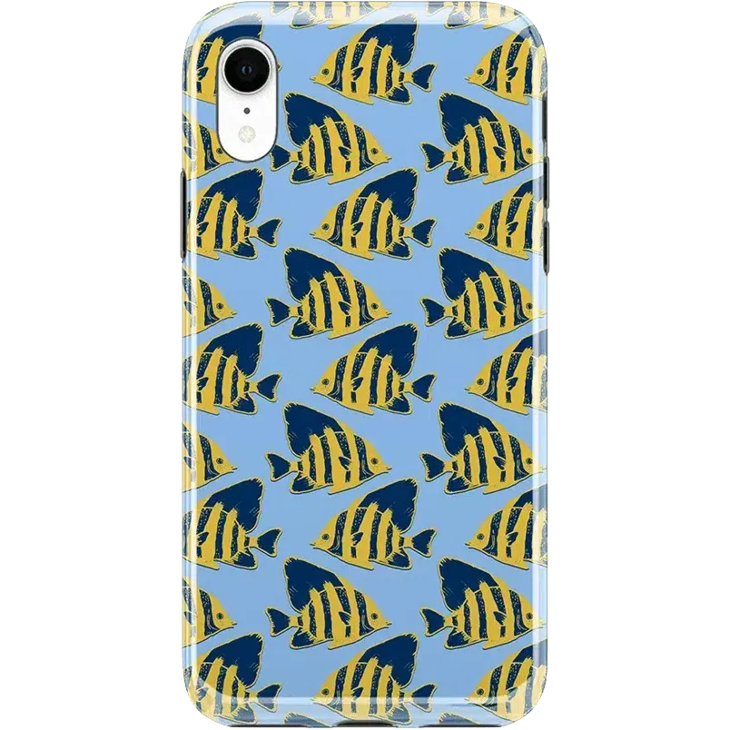 Hot Deal Something's Fishy | Navy Blue & Yellow Fish Print Case  Almost Gone!