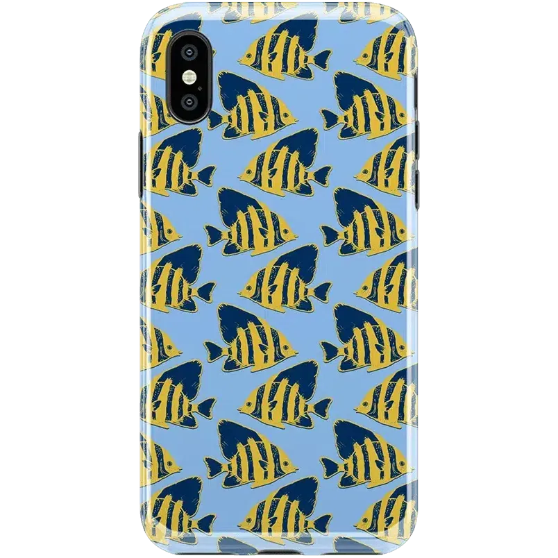 Hot Deal Something's Fishy | Navy Blue & Yellow Fish Print Case  Almost Gone!