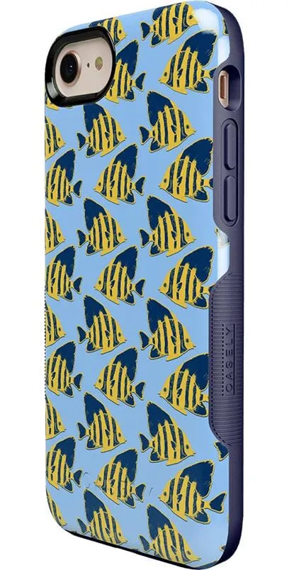 Hot Deal Something's Fishy | Navy Blue & Yellow Fish Print Case  Almost Gone!
