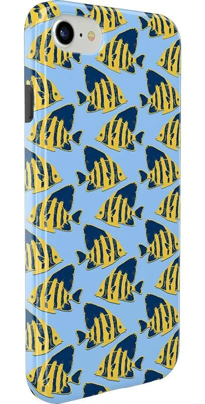 Hot Deal Something's Fishy | Navy Blue & Yellow Fish Print Case  Almost Gone!