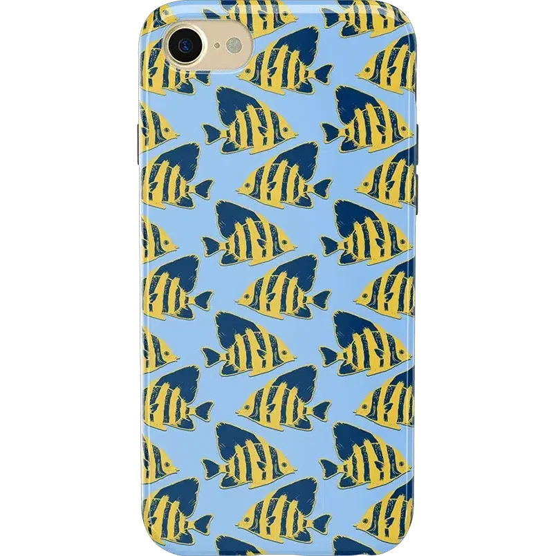 Hot Deal Something's Fishy | Navy Blue & Yellow Fish Print Case  Almost Gone!