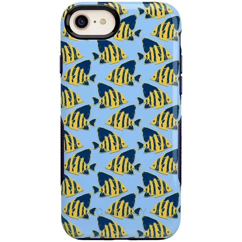 Hot Deal Something's Fishy | Navy Blue & Yellow Fish Print Case  Almost Gone!