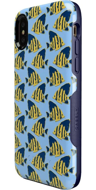 Hot Deal Something's Fishy | Navy Blue & Yellow Fish Print Case  Almost Gone!