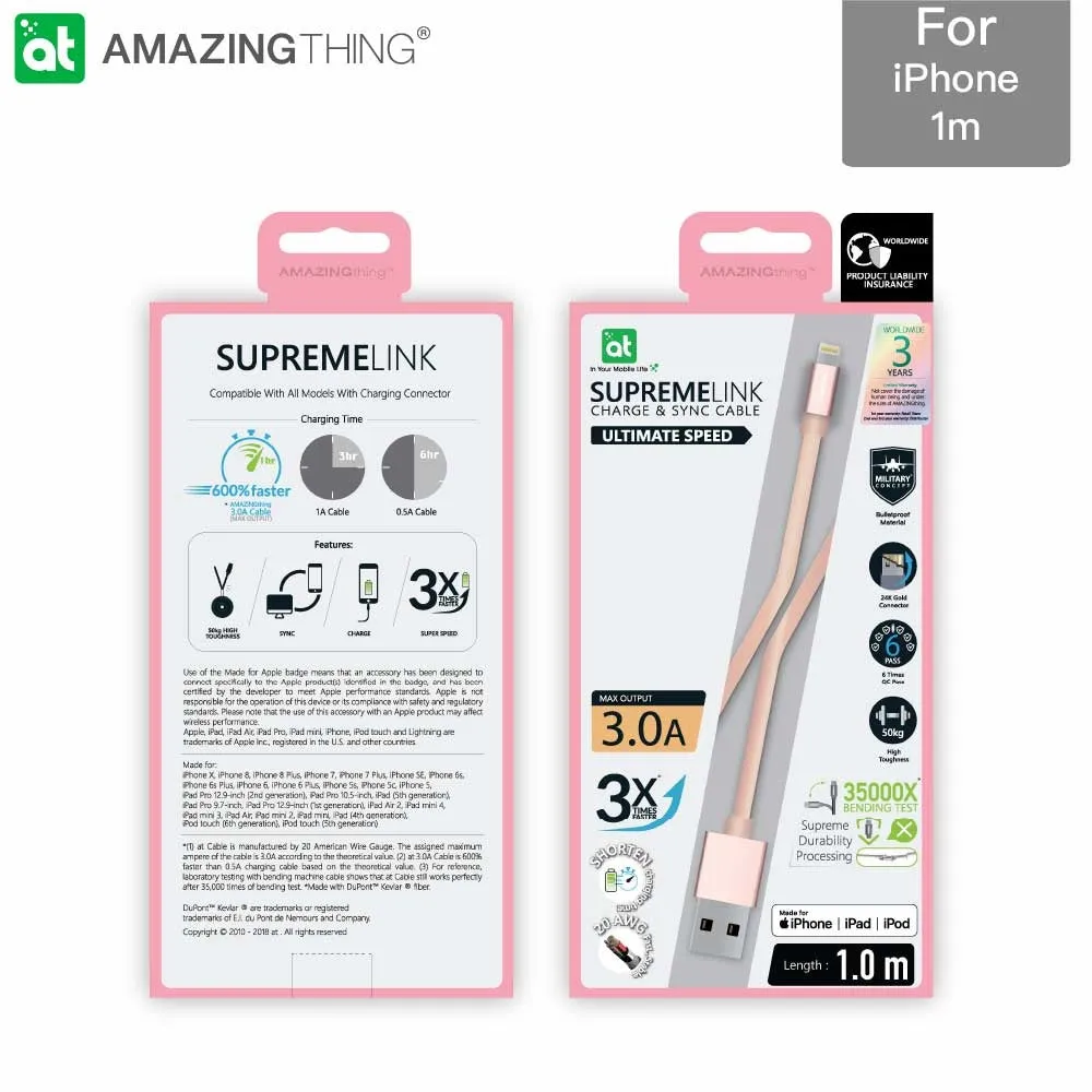 Hot Deal SUPREMELINK Power Max Lightning  USB-A  1m  Almost Sold Out!