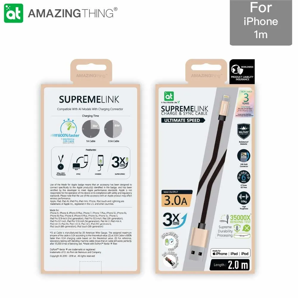 Hot Deal SUPREMELINK Power Max Lightning  USB-A  1m  Almost Sold Out!