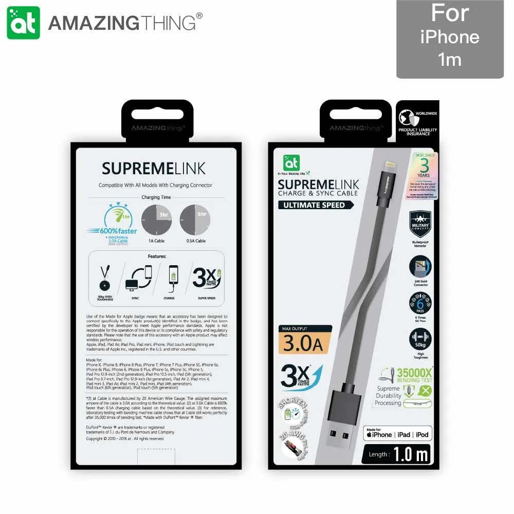 Hot Deal SUPREMELINK Power Max Lightning  USB-A  1m  Almost Sold Out!