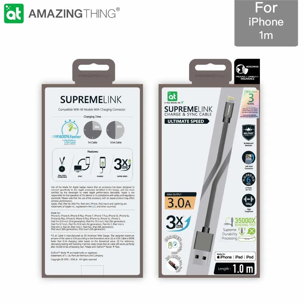 Hot Deal SUPREMELINK Power Max Lightning  USB-A  1m  Almost Sold Out!