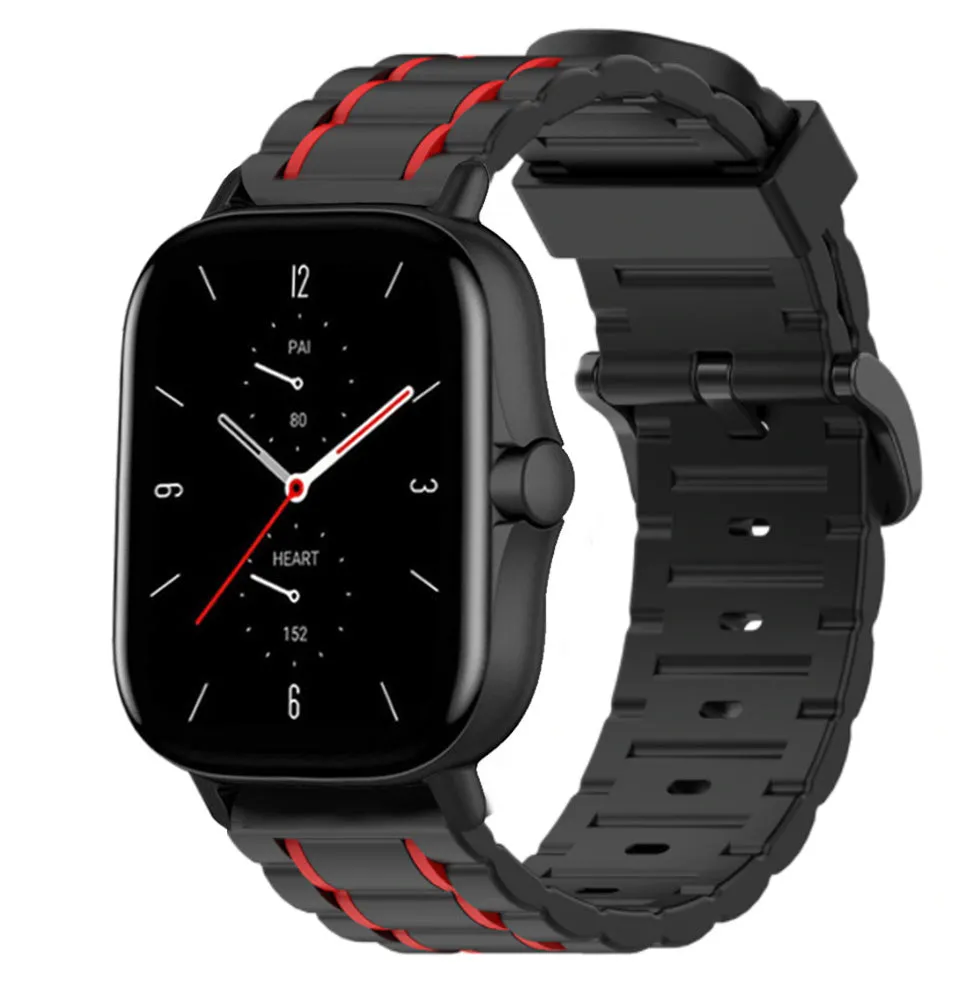Hot Deal Xiaomi Amazfit GTS 2 Silicone Strap Tough (Black/Red)  Limited Stock!
