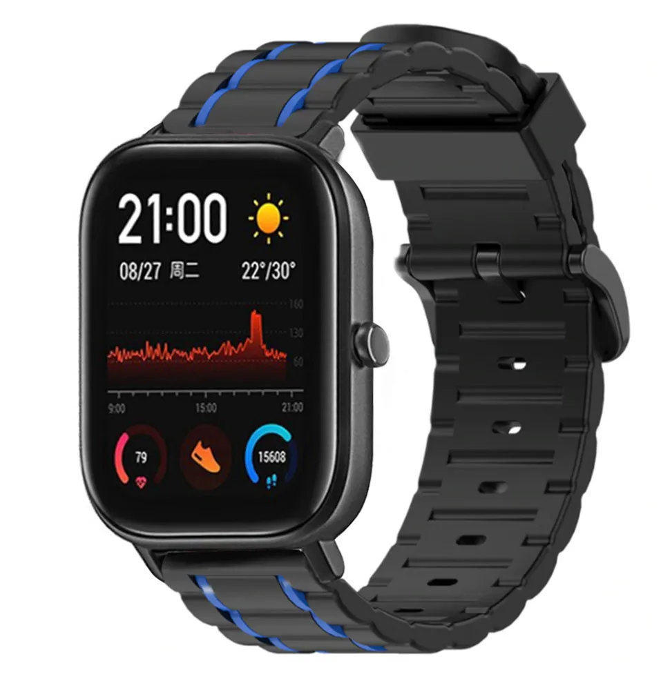 Hot Deal Xiaomi Amazfit GTS Silicone Strap Tough (Black/Blue)  Limited Stock!