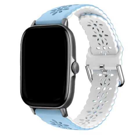 Insta-Worthy Amazfit GTS 2 Silicone Strap Patterned (Light Blue/White)  Today Only!