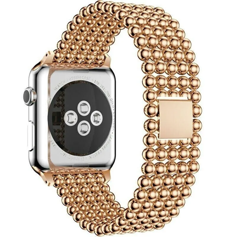 Insta-Worthy Apple Watch Beaded Steel Strap (Rose Gold)  Limited Release!