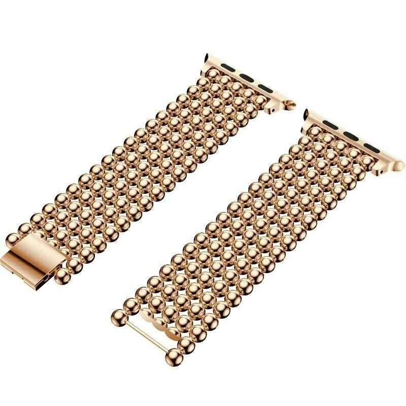 Insta-Worthy Apple Watch Beaded Steel Strap (Rose Gold)  Limited Release!