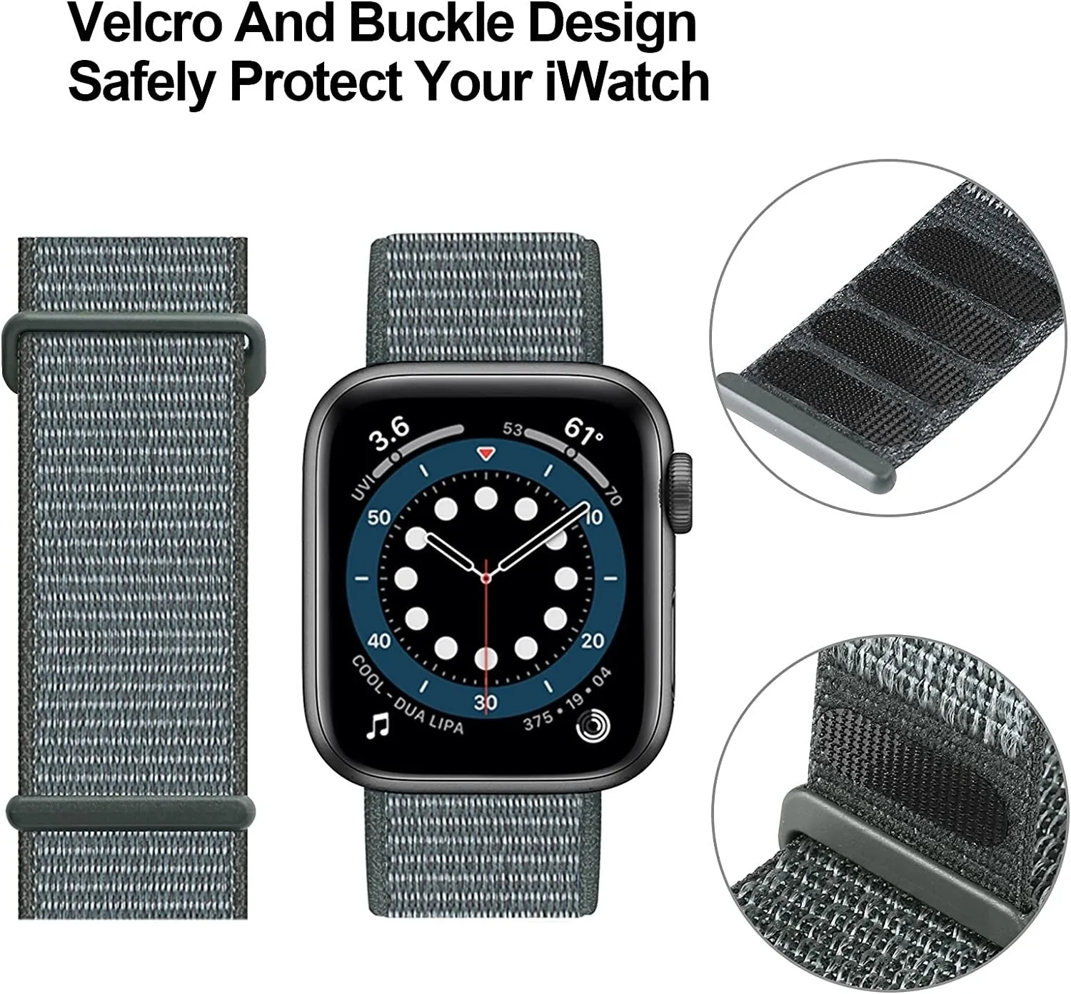 Insta-Worthy Apple Watch Nylon Loop Strap (Grey-Green)  Almost Gone!