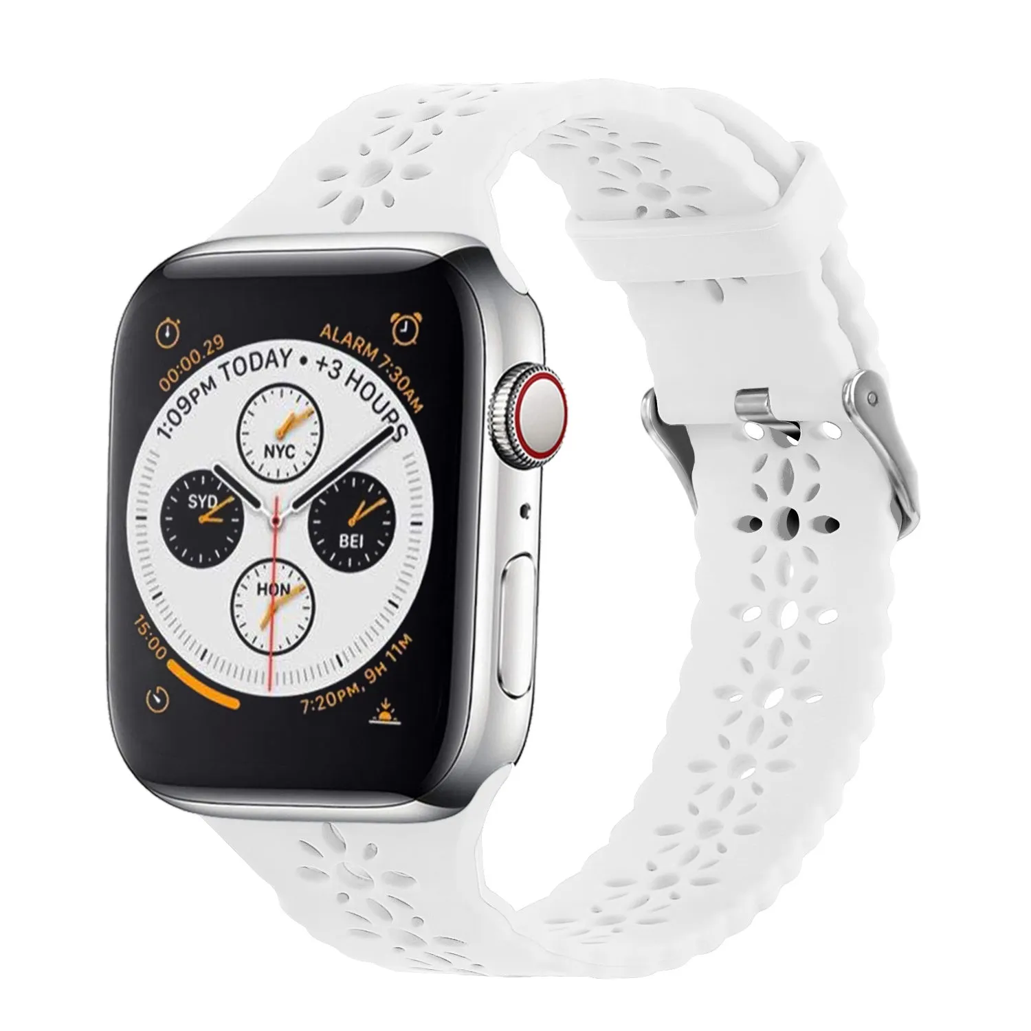 Insta-Worthy Apple Watch Patterned Silicone Strap (White)  Stylish & Comfortable