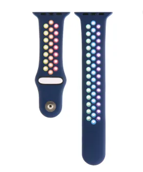 Insta-Worthy Apple Watch Sport Strap (Dark Blue/Rainbow)  Last Few Pieces!