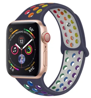 Insta-Worthy Apple Watch Sport Strap (Dark Blue/Rainbow)  Last Few Pieces!