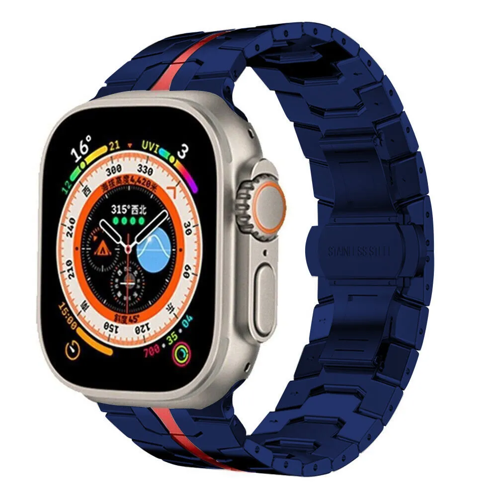 Insta-Worthy Apple Watch Steel Iron Strap (Blue/Red)  Last Few Pieces!