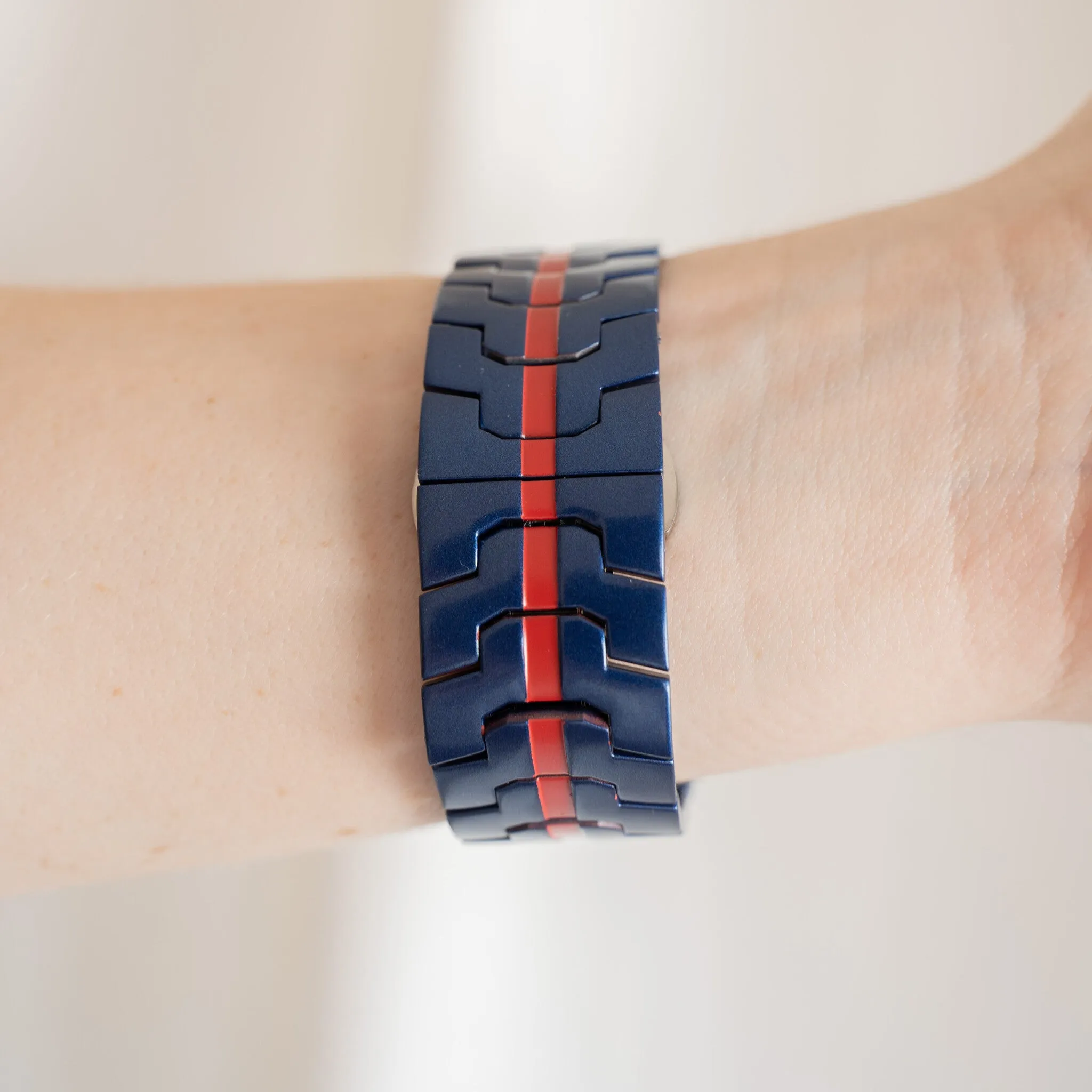 Insta-Worthy Apple Watch Steel Iron Strap (Blue/Red)  Last Few Pieces!