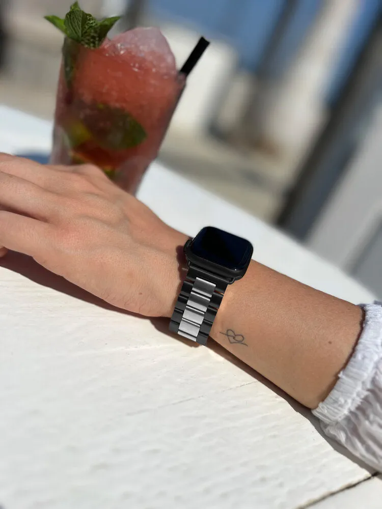 Insta-Worthy Apple Watch Steel Strap (Black/Silver)  Almost Sold Out!