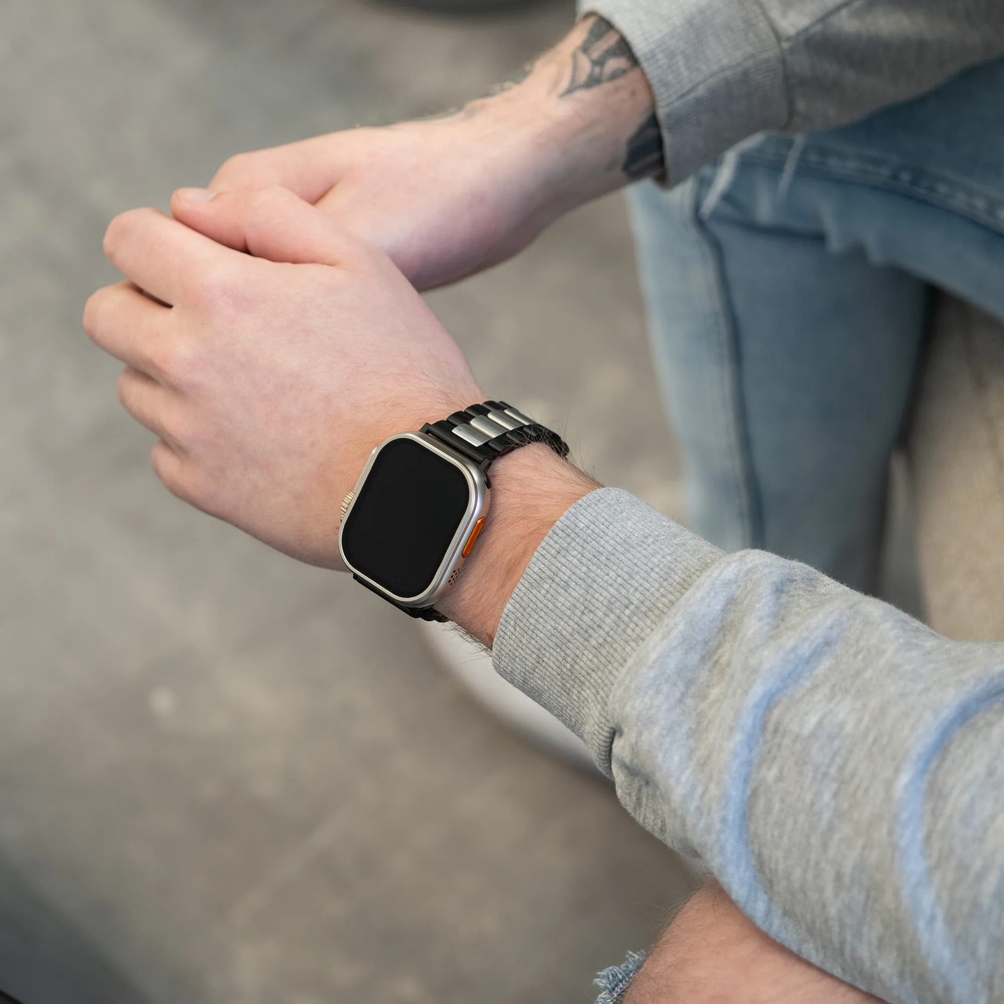 Insta-Worthy Apple Watch Steel Strap (Black/Silver)  Almost Sold Out!