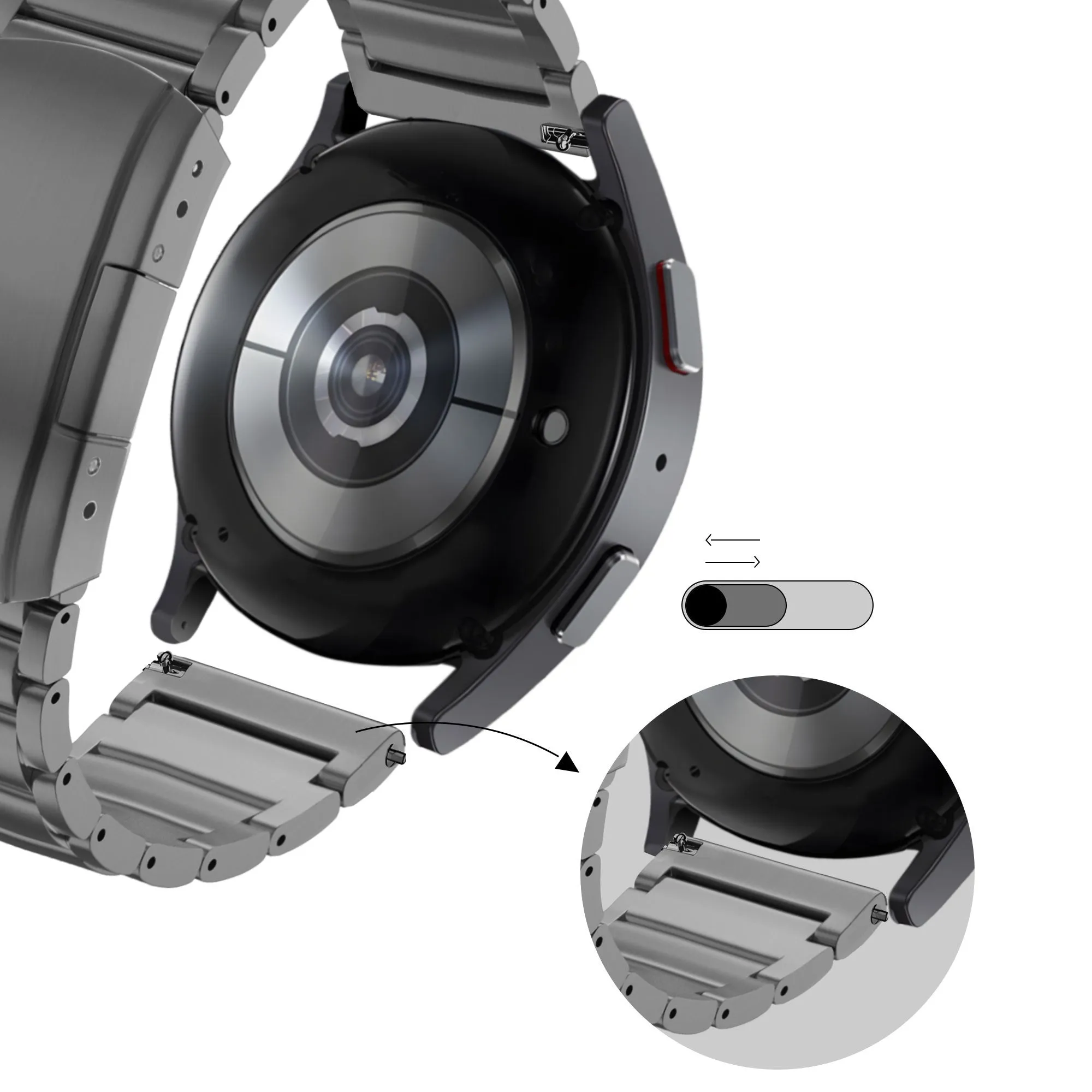 Insta-Worthy Bandz Huawei Watch 5 - 46mm Titanium Link Strap (Graphite)  Last Chance!