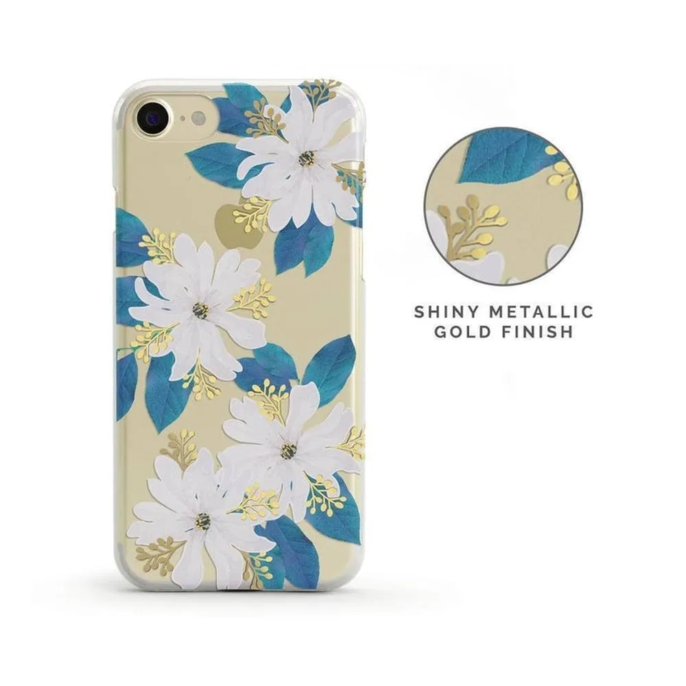 Insta-Worthy Forget Me Not | Blue and Gold Clear Floral Case  Last Few Pieces!