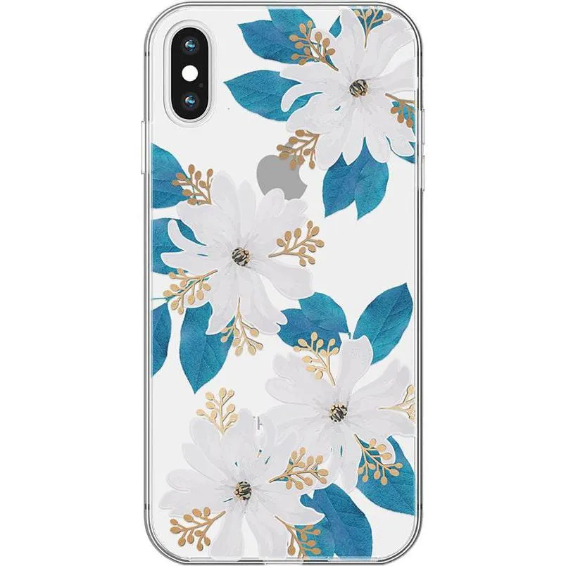 Insta-Worthy Forget Me Not | Blue and Gold Clear Floral Case  Last Few Pieces!