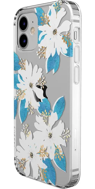 Insta-Worthy Forget Me Not | Blue and Gold Clear Floral Case  Last Few Pieces!
