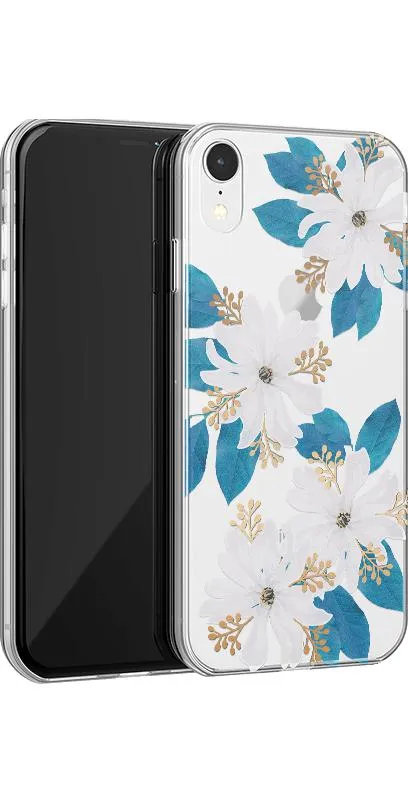 Insta-Worthy Forget Me Not | Blue and Gold Clear Floral Case  Last Few Pieces!