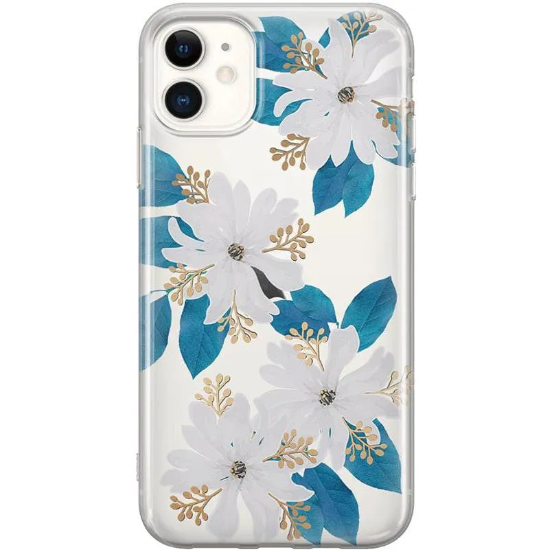 Insta-Worthy Forget Me Not | Blue and Gold Clear Floral Case  Last Few Pieces!