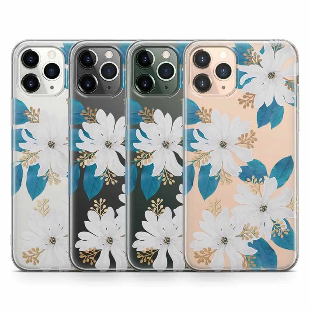 Insta-Worthy Forget Me Not | Blue and Gold Clear Floral Case  Last Few Pieces!