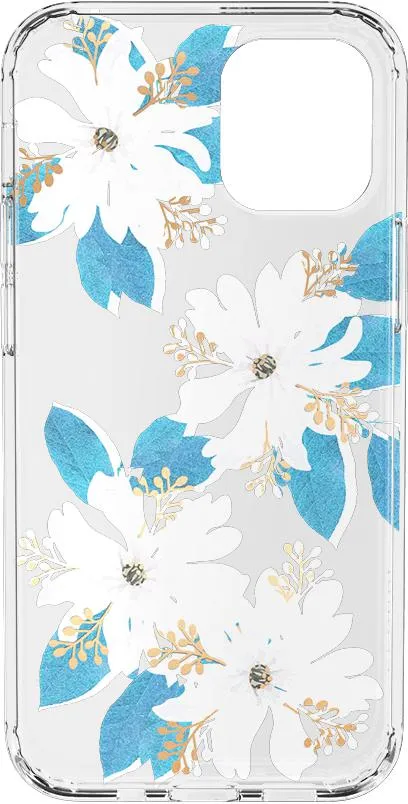 Insta-Worthy Forget Me Not | Blue and Gold Clear Floral Case  Last Few Pieces!