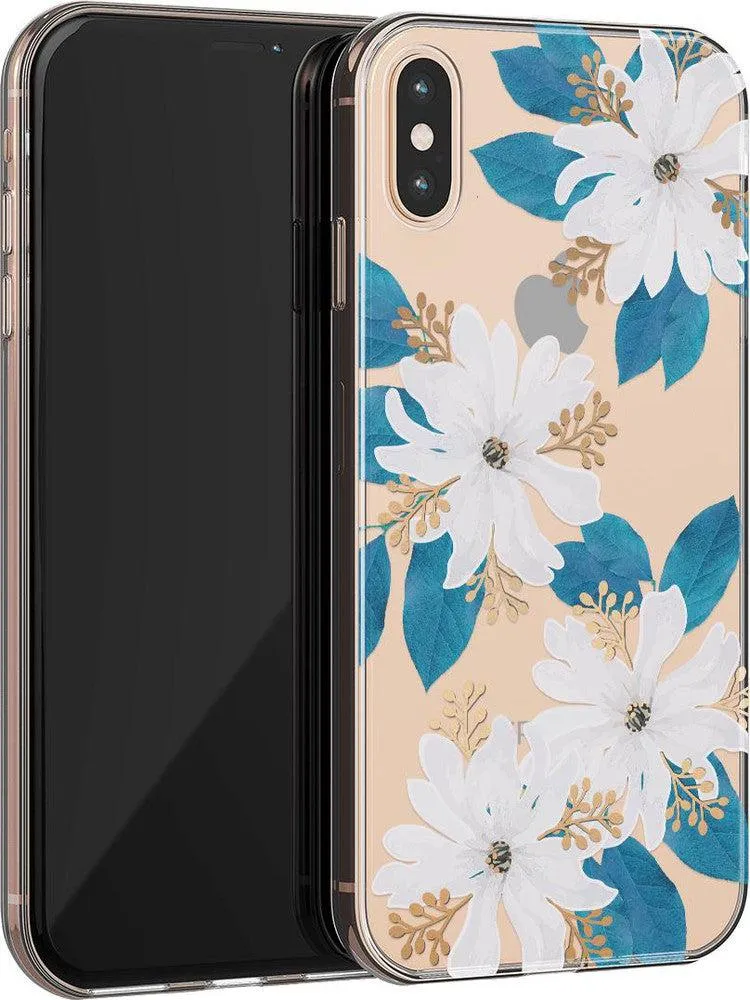 Insta-Worthy Forget Me Not | Blue and Gold Clear Floral Case  Last Few Pieces!