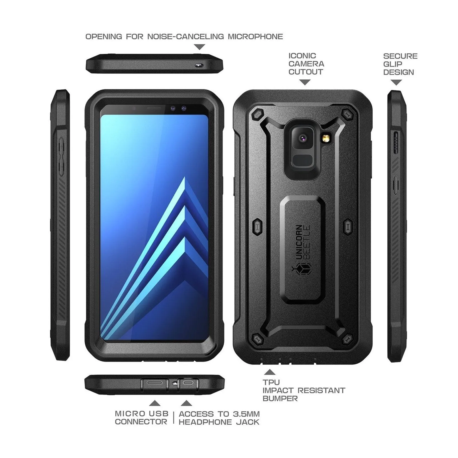 Insta-Worthy Galaxy A8 Plus Unicorn Beetle Pro Rugged Case-Black  Limited Release!