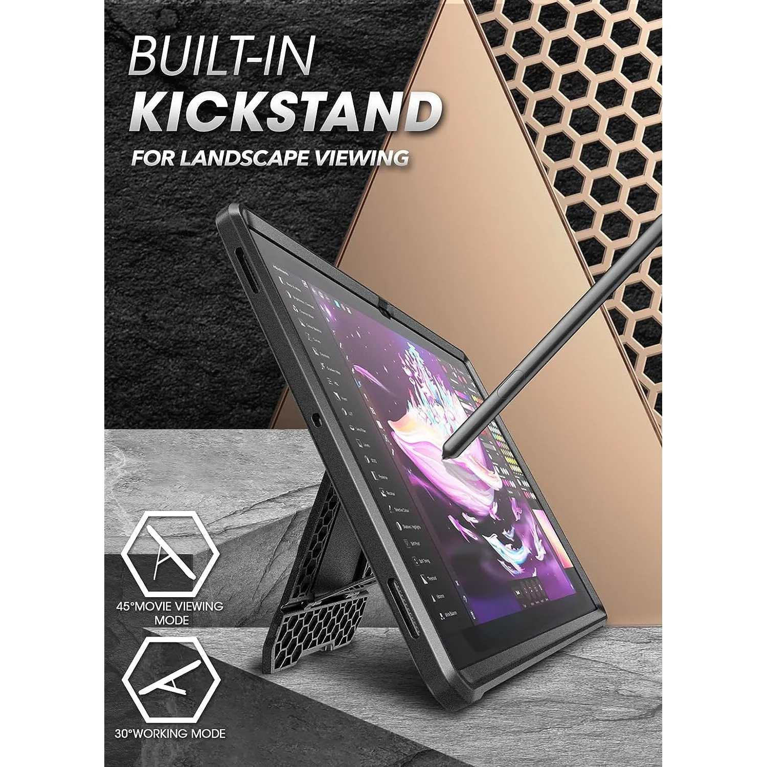 Insta-Worthy Galaxy Tab S10 Ultra (2024) Unicorn Beetle PRO Rugged Case-Black  Stylish & Comfortable