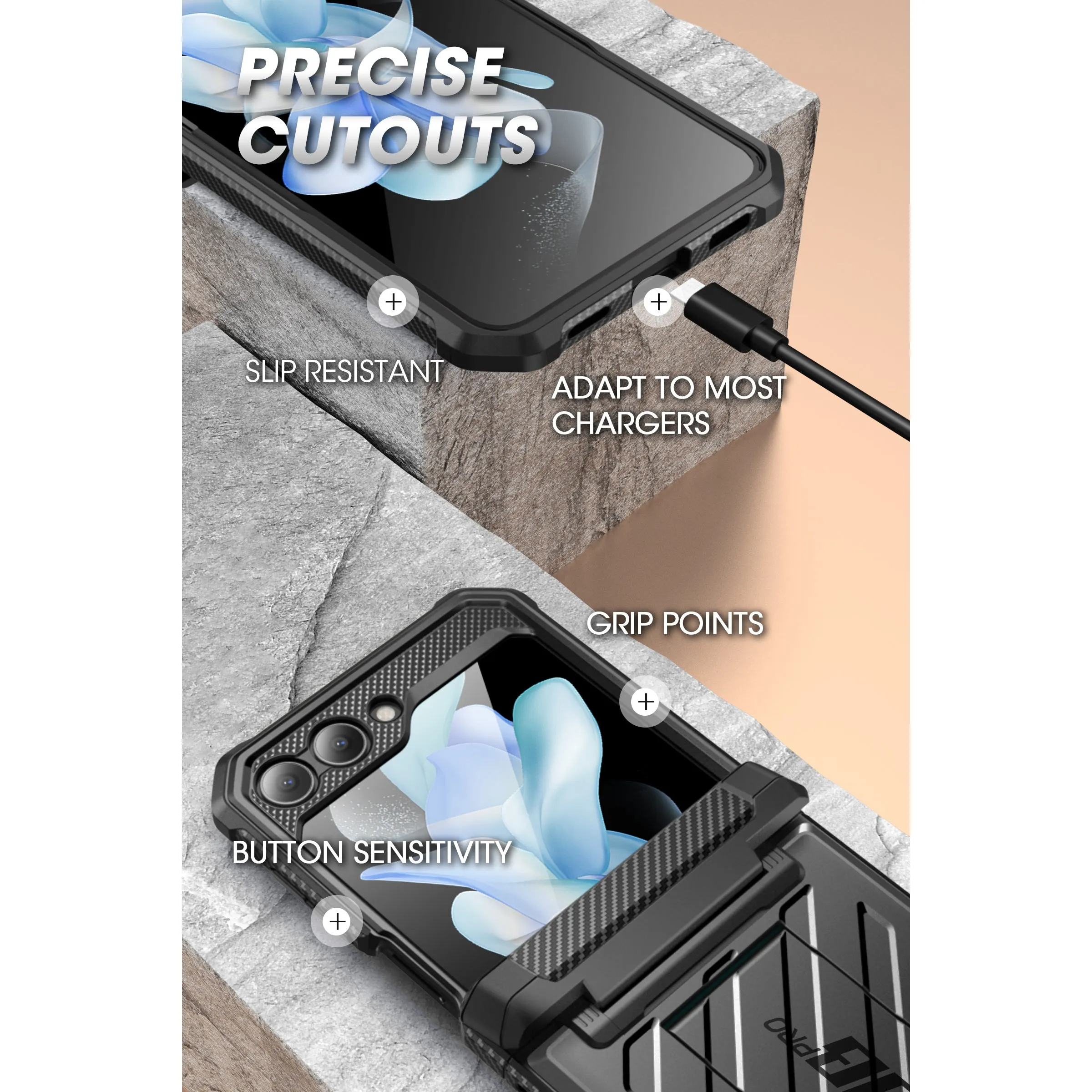 Insta-Worthy Galaxy Z Flip5 Unicorn Beetle PRO Rugged Case with Belt Clip-Black  Almost Gone!