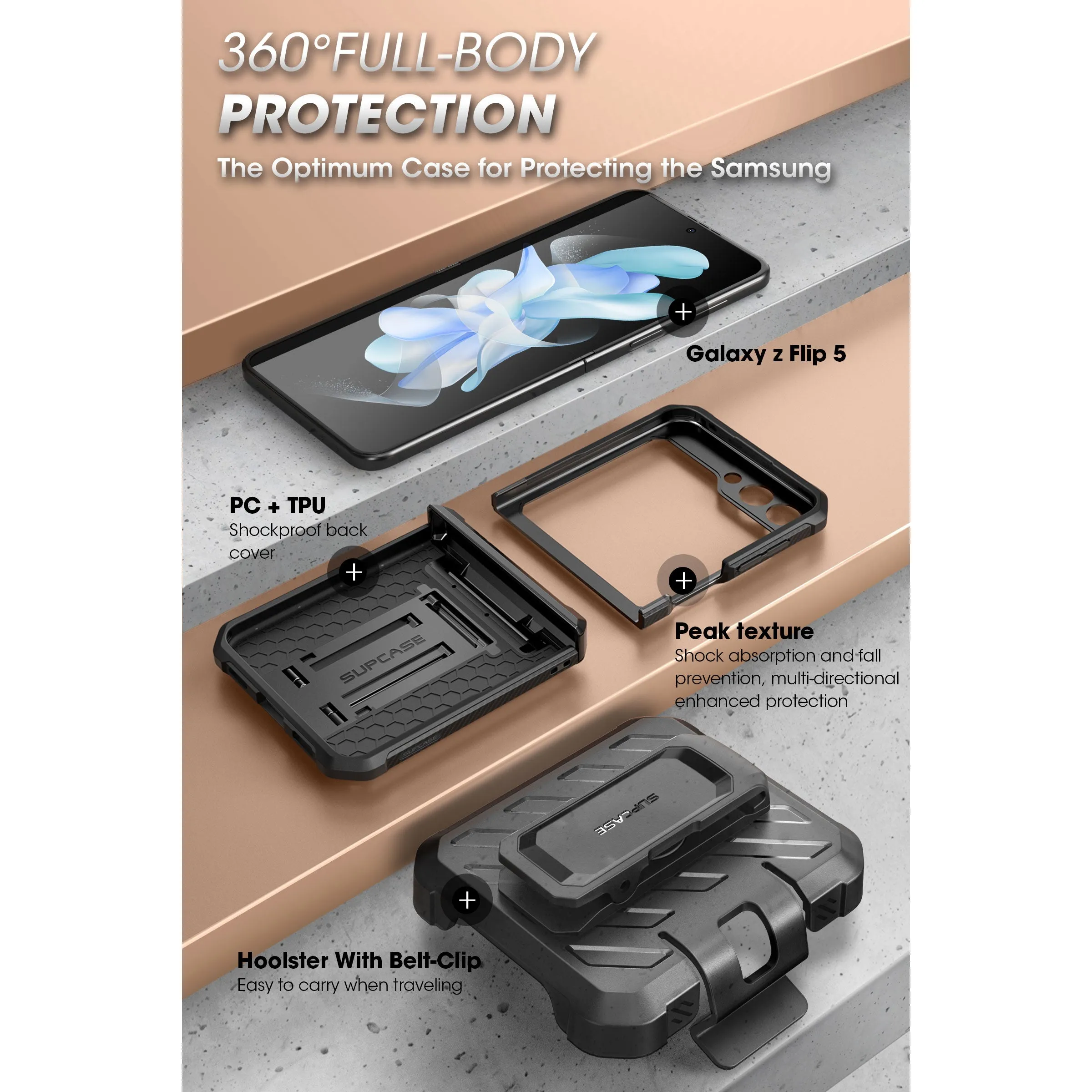 Insta-Worthy Galaxy Z Flip5 Unicorn Beetle PRO Rugged Case with Belt Clip-Black  Almost Gone!