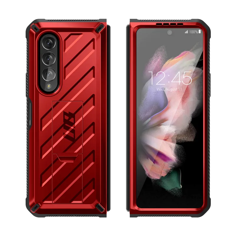 Insta-Worthy Galaxy Z Fold3 Unicorn Beetle Kickstand Case with Screen Protector-Metallic Red  Today Only!