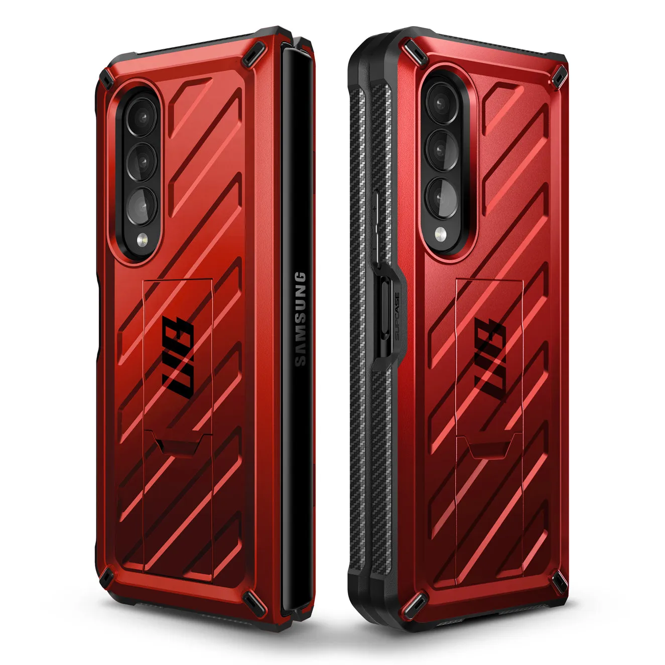 Insta-Worthy Galaxy Z Fold3 Unicorn Beetle Kickstand Case with Screen Protector-Metallic Red  Today Only!