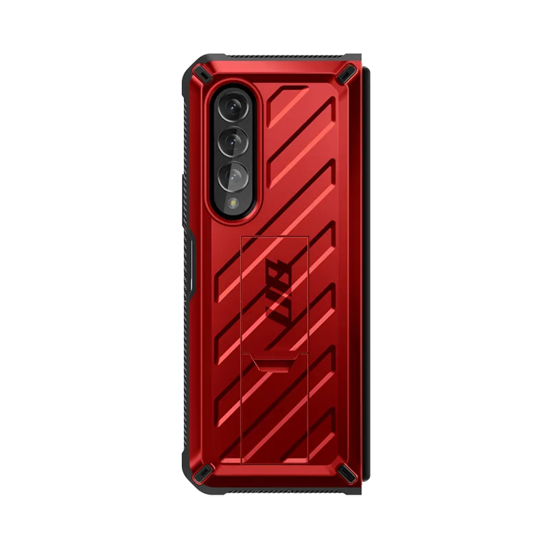 Insta-Worthy Galaxy Z Fold3 Unicorn Beetle Kickstand Case with Screen Protector-Metallic Red  Today Only!