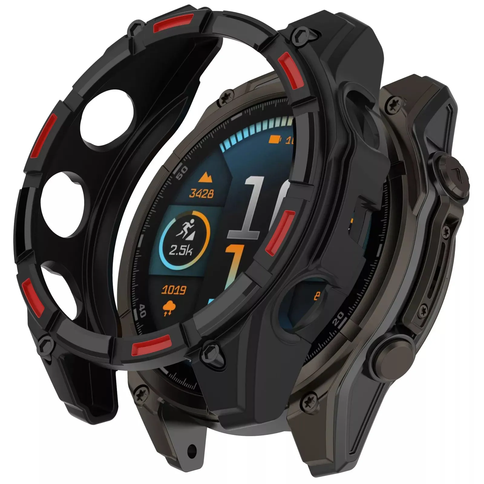 Insta-Worthy Garmin Fenix 8 - 47mm AMOLED Rugged TPU Case (Black/Red)  Last Chance!