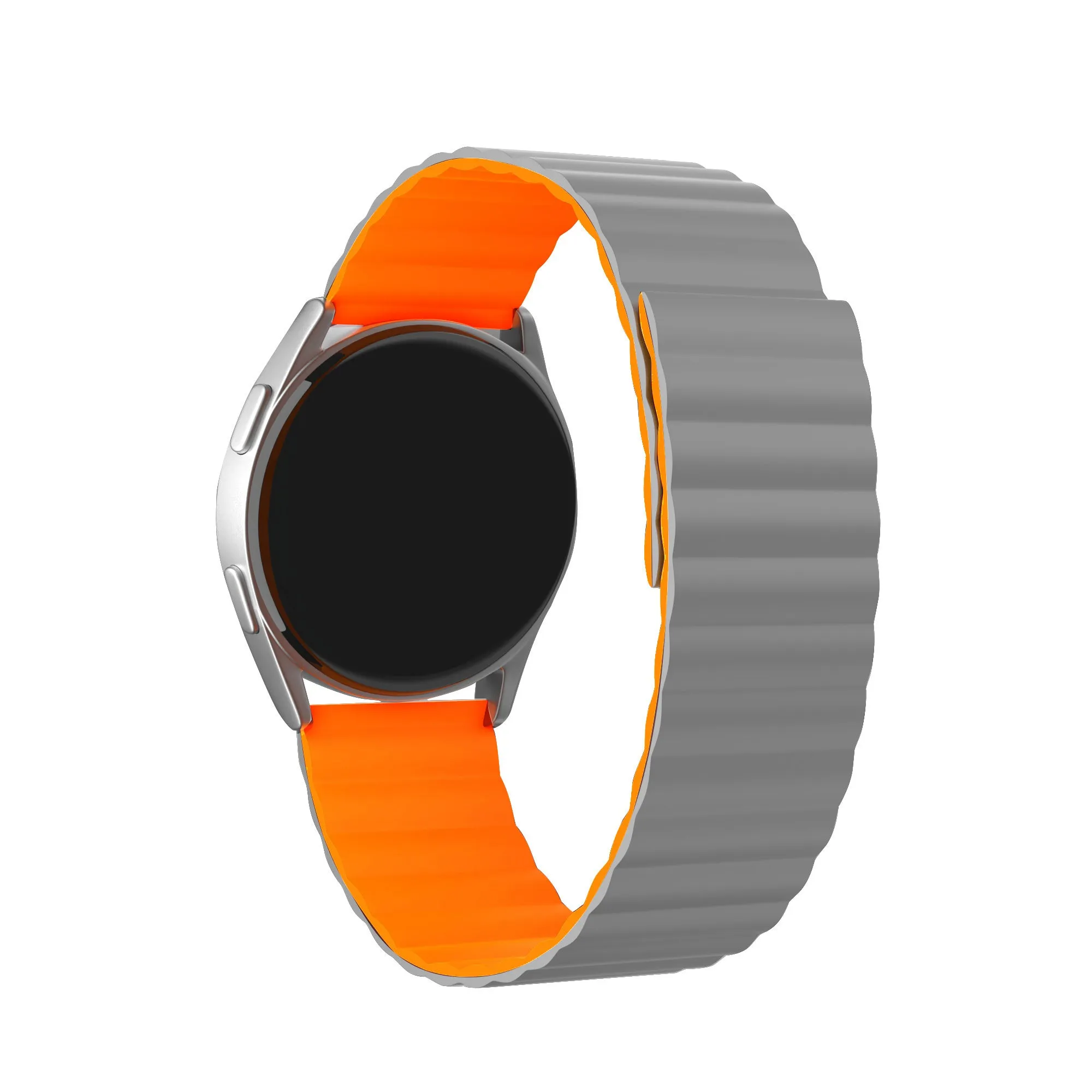 Insta-Worthy Huawei Watch 3 (Pro) Magnetic Silicone Strap (Grey/Orange)  Today Only!