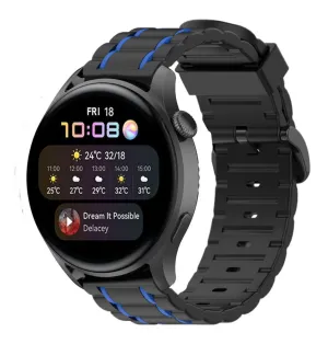 Insta-Worthy Huawei Watch 3 (Pro) Silicone Strap Tough (Black/Blue)  Almost Gone!