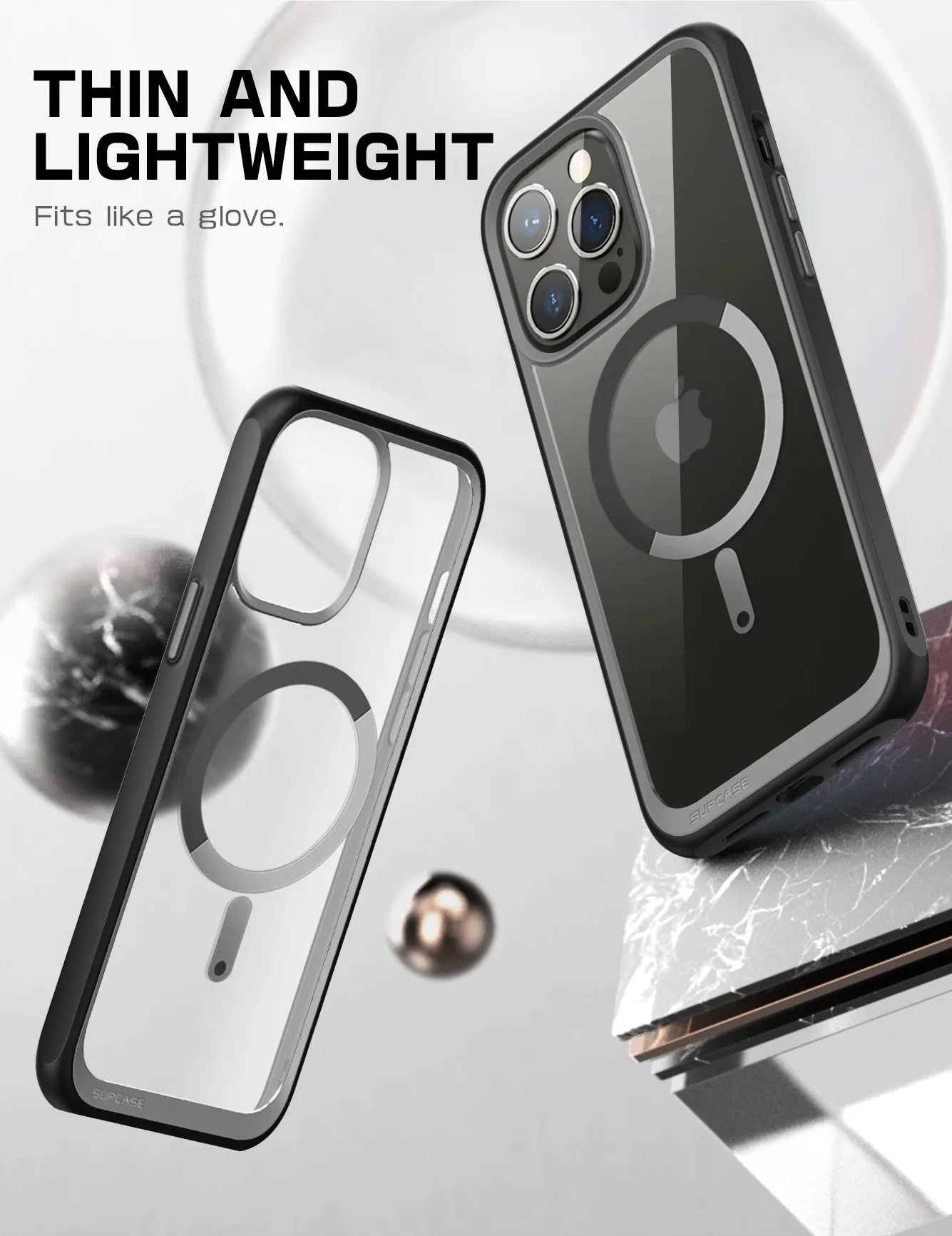 Insta-Worthy iPhone 14 Pro Max 6.7 inch Unicorn Beetle MAG Slim Clear MagSafe Case-Black  Almost Sold Out!