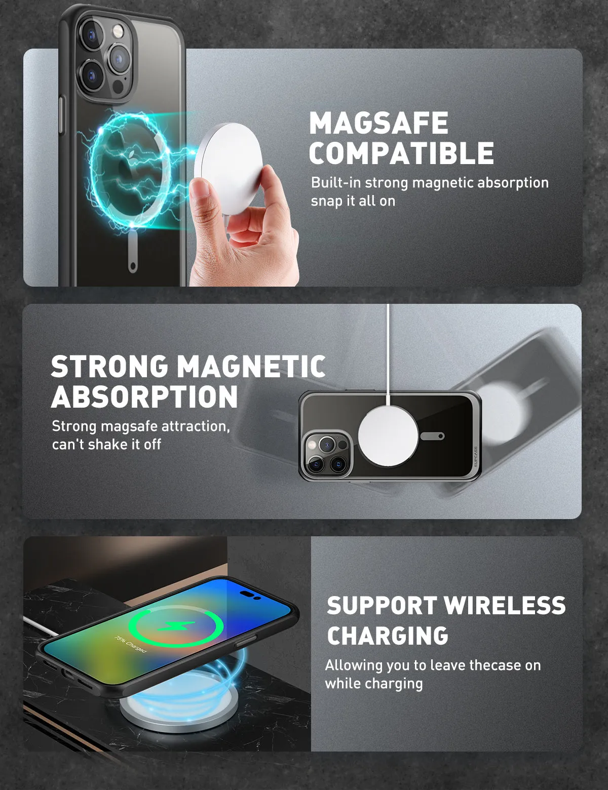 Insta-Worthy iPhone 14 Pro Max 6.7 inch Unicorn Beetle MAG Slim Clear MagSafe Case-Black  Almost Sold Out!