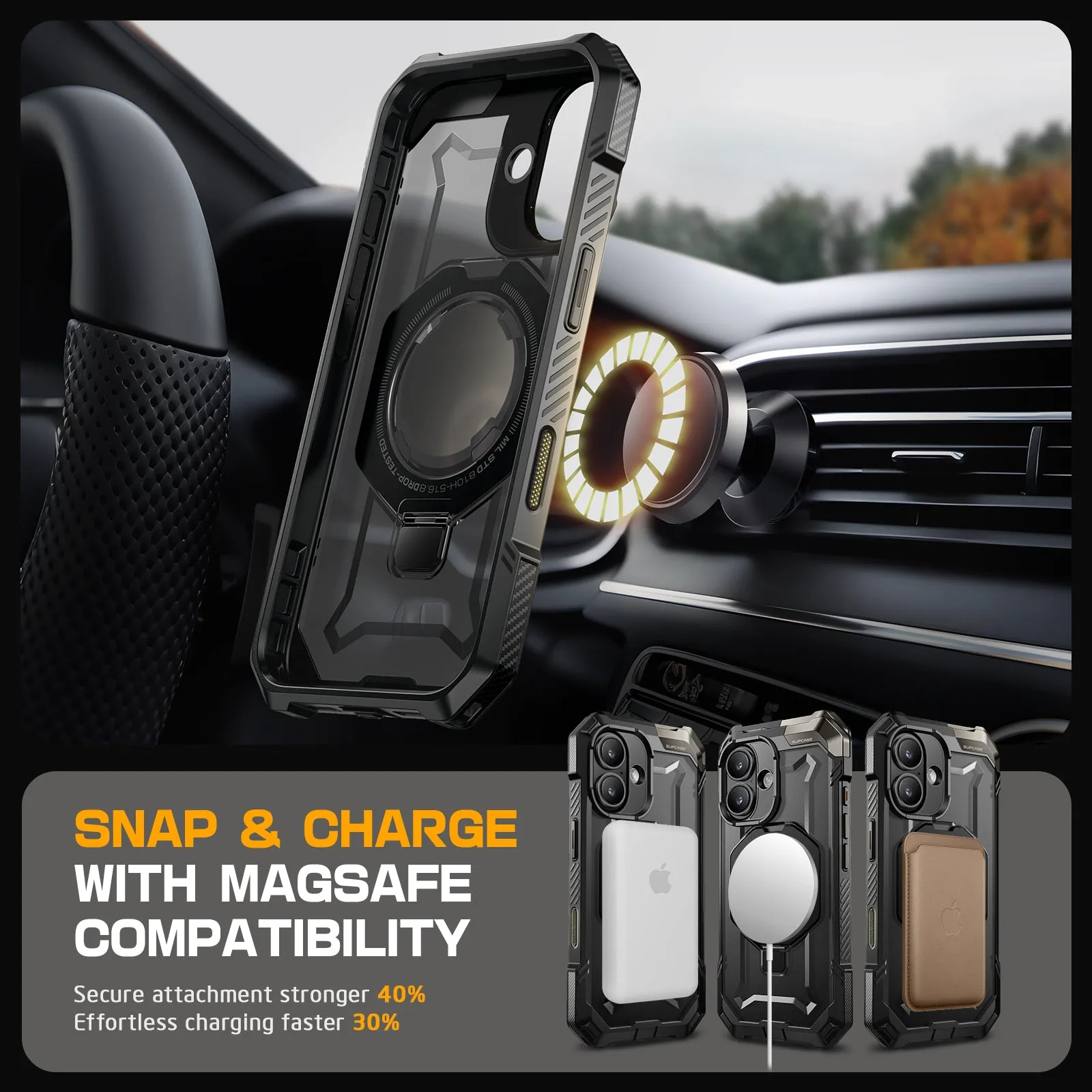 Insta-Worthy iPhone 16 Plus 6.7 inch UB Grip MagSafe Camera Control Button Phone Camera Control Button Case-Black  Today Only!