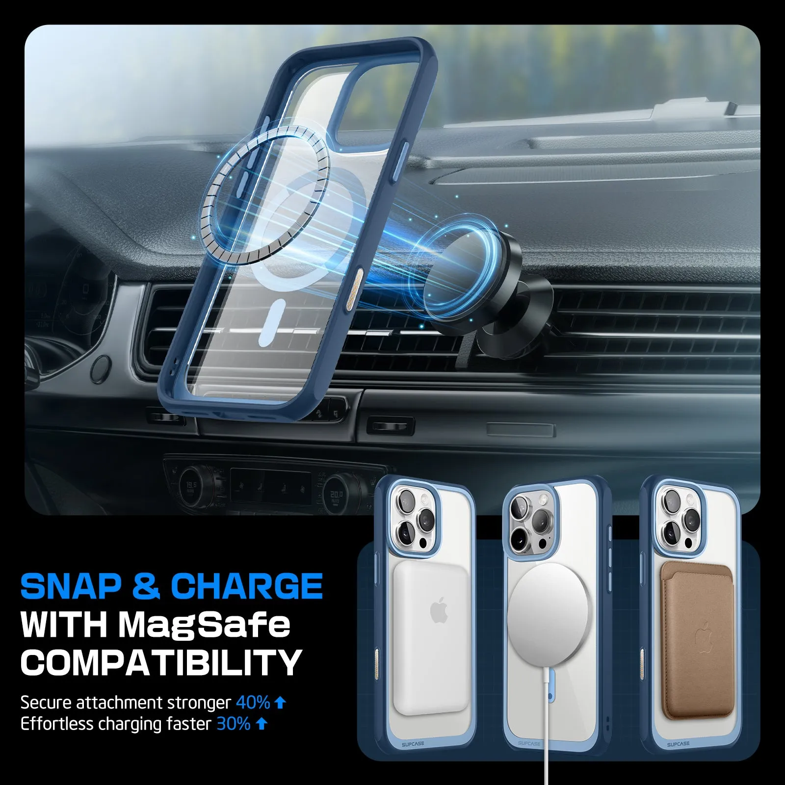 Insta-Worthy iPhone 16 Pro Max 6.9 inch Unicorn Beetle MAG Slim Clear MagSafe Camera Control Button Case-Blue  Stylish & Comfortable