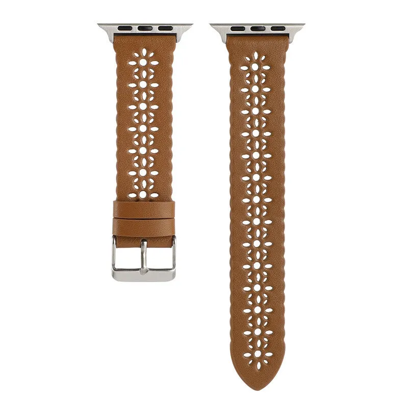 Limited Edition Apple Watch Patterned Leather Strap (Brown)  Stylish & Comfortable