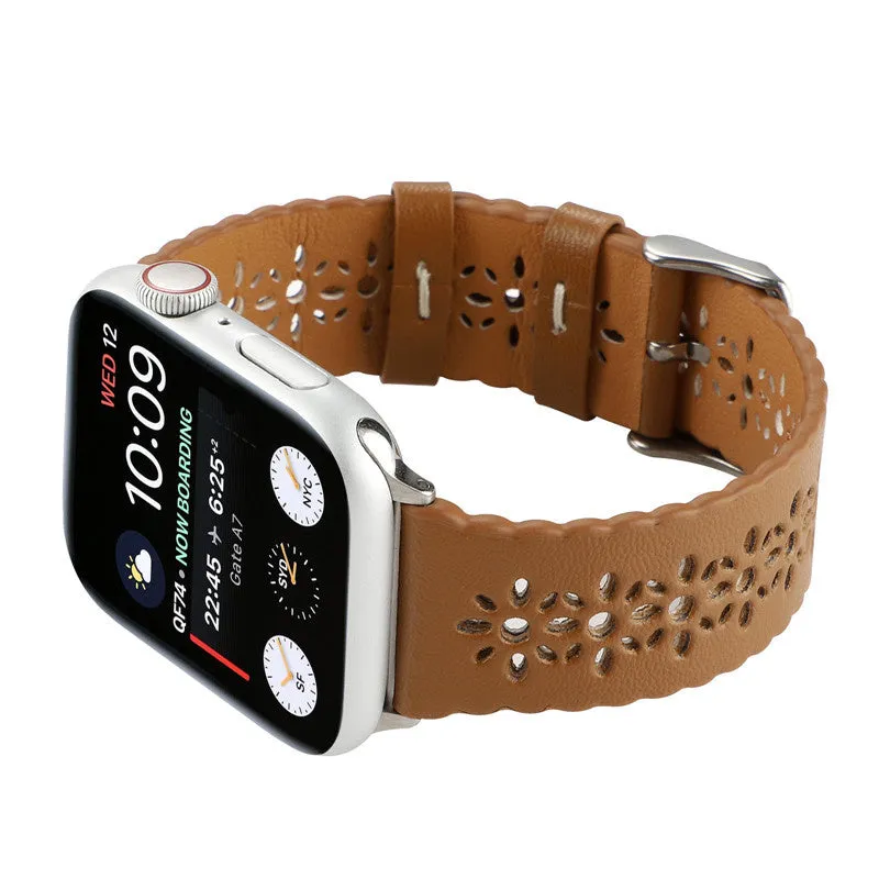 Limited Edition Apple Watch Patterned Leather Strap (Brown)  Stylish & Comfortable